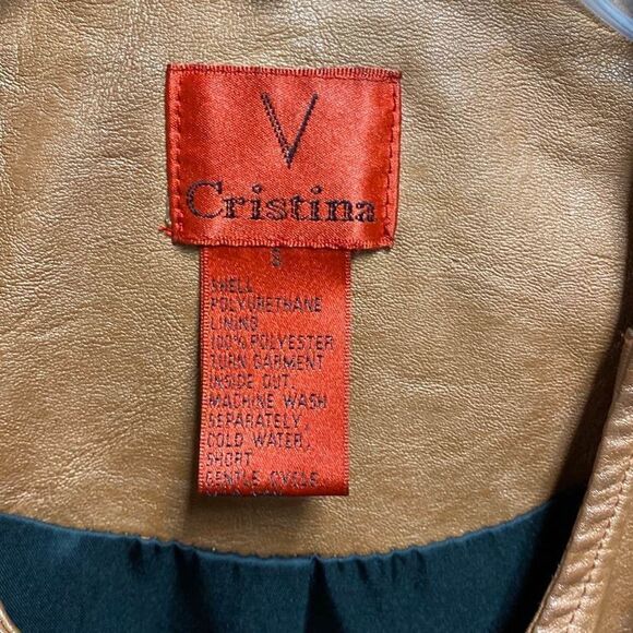 V Cristina Carmel/Brown Faux Leather Vest Size Small NEW - Picture 5 of 6
